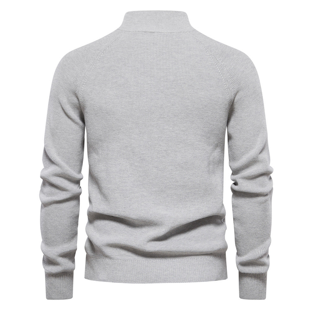 DELACROIX | Pull Demi-Zip Maille Côtelée Pierre