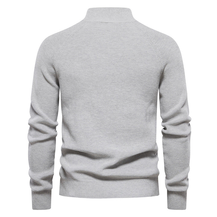 DELACROIX | Pull Demi-Zip Maille Côtelée Pierre