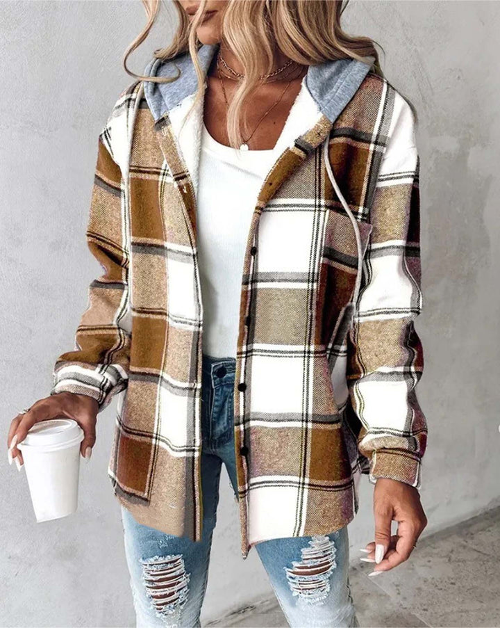 2025 European and American Casual Style Aliexpress Amazon Hot-Selling Women's Casual Versatile Large Plaid Jacket Autumn and Winter New Style