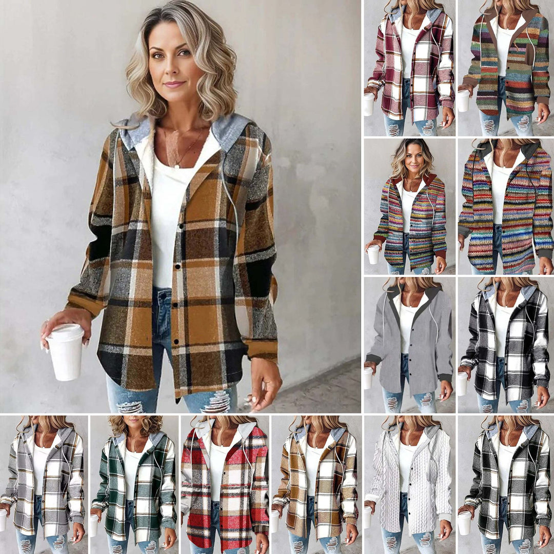 2025 European and American Casual Style Aliexpress Amazon Hot-Selling Women's Casual Versatile Large Plaid Jacket Autumn and Winter New Style