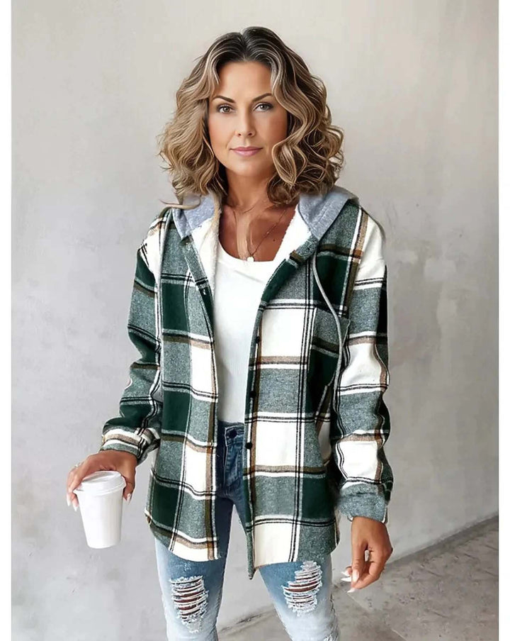2025 European and American Casual Style Aliexpress Amazon Hot-Selling Women's Casual Versatile Large Plaid Jacket Autumn and Winter New Style