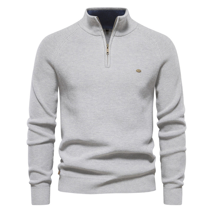 DELACROIX | Pull Demi-Zip Maille Côtelée Pierre
