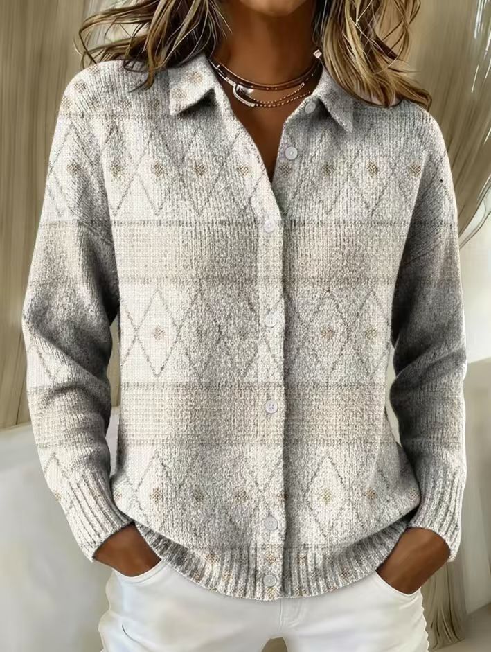 DELACROIX | Cardigan Maille Losanges Écrus Christine