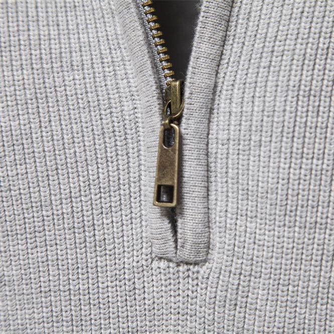 DELACROIX | Pull Demi-Zip Maille Côtelée Pierre