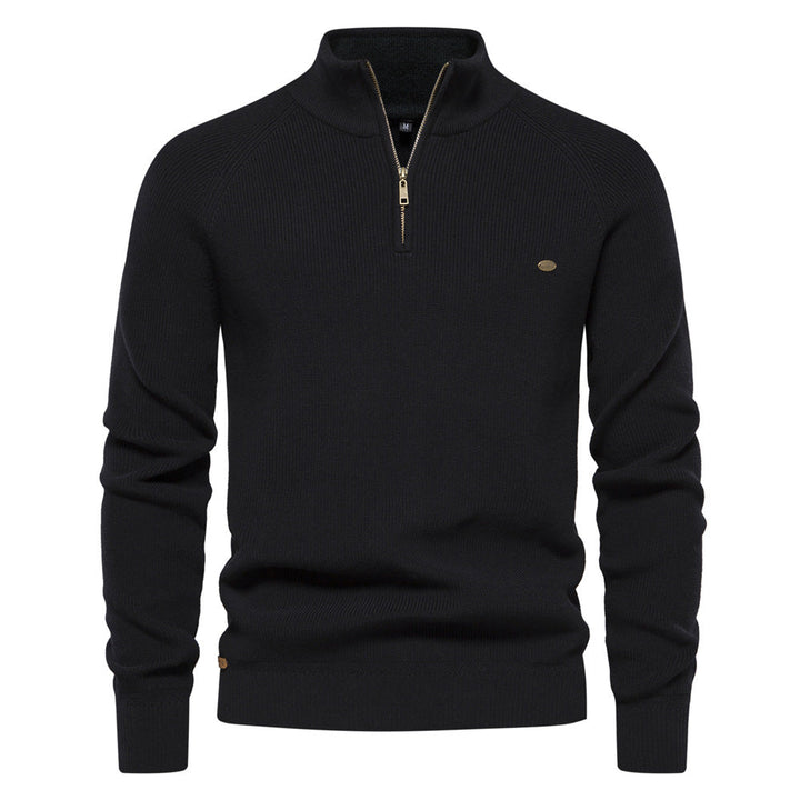 DELACROIX | Pull Demi-Zip Maille Côtelée Pierre