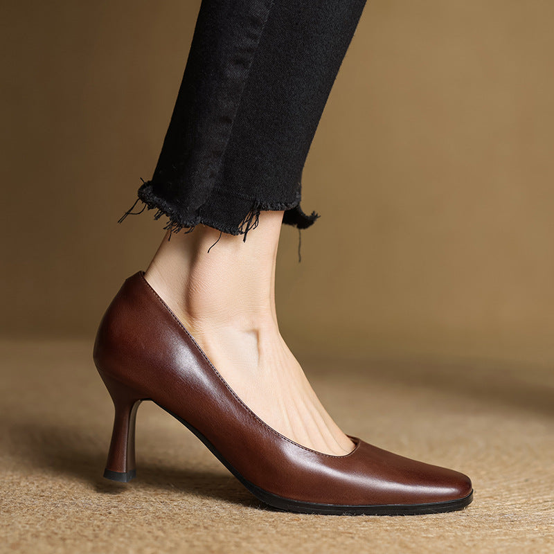 DELACROIX | Escarpins Carrés en Cuir Amélie