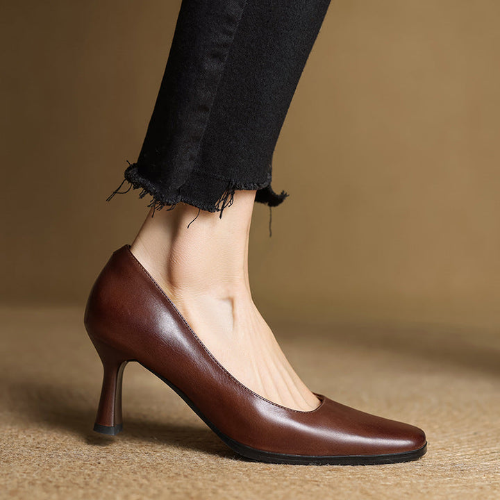 DELACROIX | Escarpins Carrés en Cuir Amélie