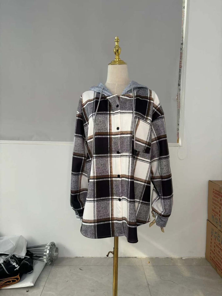 2025 European and American Casual Style Aliexpress Amazon Hot-Selling Women's Casual Versatile Large Plaid Jacket Autumn and Winter New Style