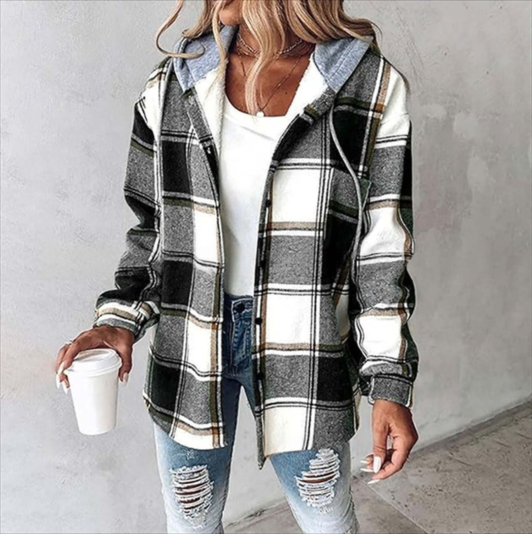 2025 European and American Casual Style Aliexpress Amazon Hot-Selling Women's Casual Versatile Large Plaid Jacket Autumn and Winter New Style