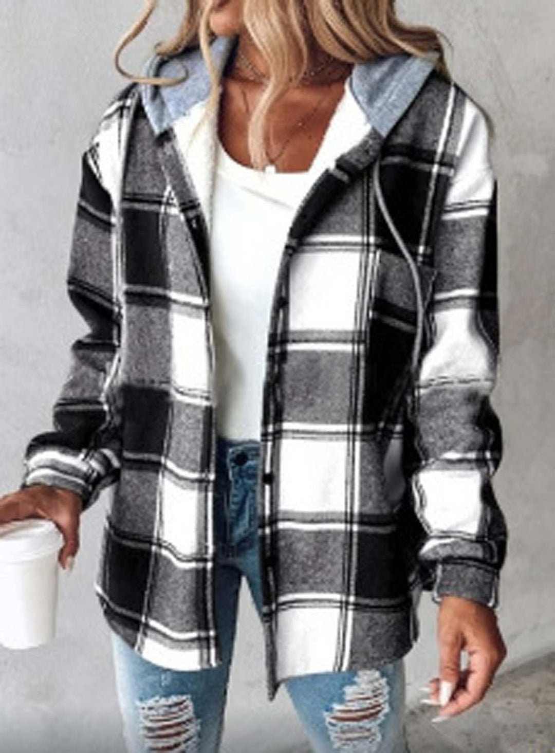 2025 European and American Casual Style Aliexpress Amazon Hot-Selling Women's Casual Versatile Large Plaid Jacket Autumn and Winter New Style