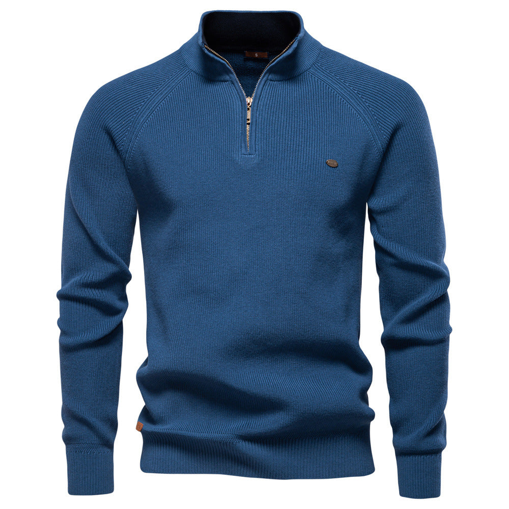 DELACROIX | Pull Demi-Zip Maille Côtelée Pierre