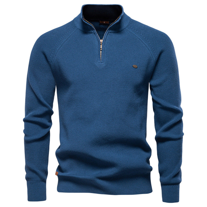 DELACROIX | Pull Demi-Zip Maille Côtelée Pierre
