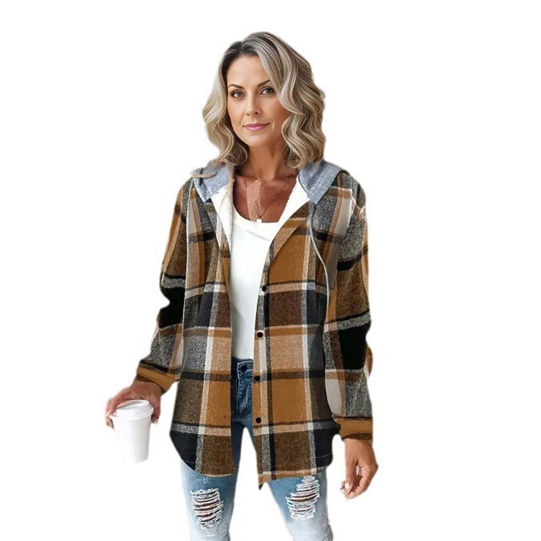 2025 European and American Casual Style Aliexpress Amazon Hot-Selling Women's Casual Versatile Large Plaid Jacket Autumn and Winter New Style