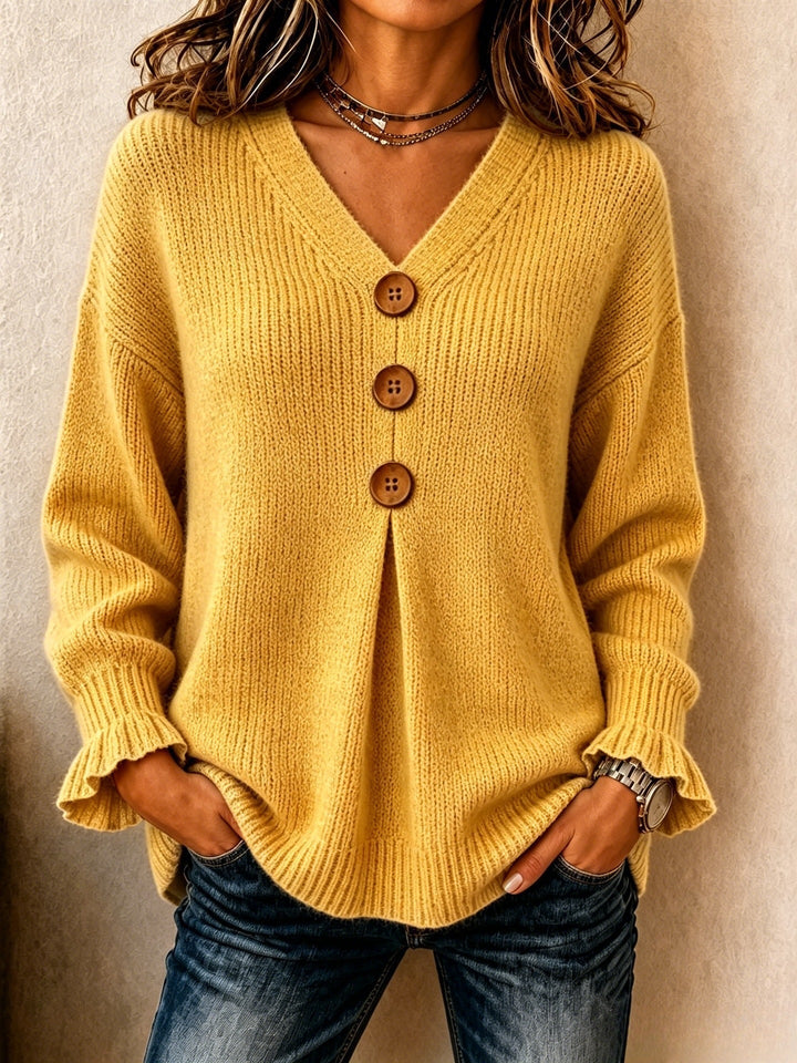 DELACROIX | Pull Col V Boutonné Marie