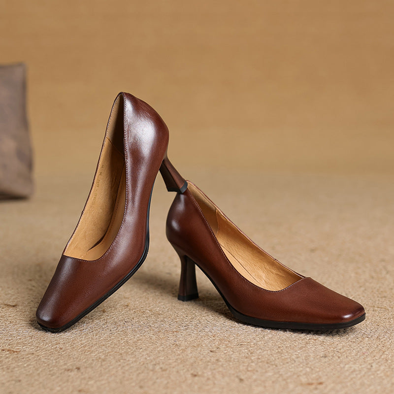DELACROIX | Escarpins Carrés en Cuir Amélie