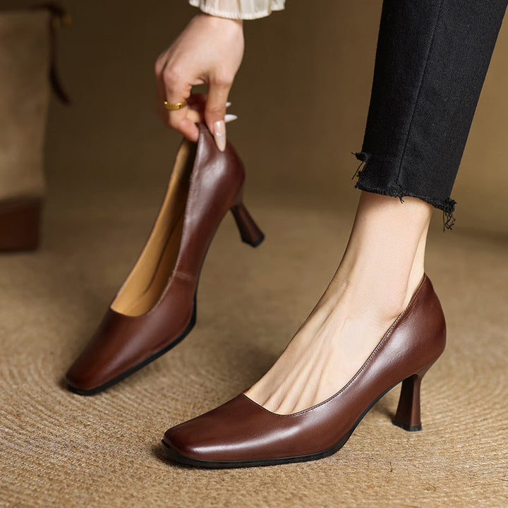 DELACROIX | Escarpins Carrés en Cuir Amélie