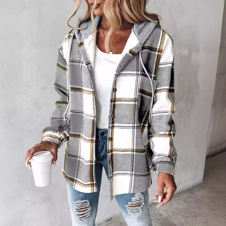 2025 European and American Casual Style Aliexpress Amazon Hot-Selling Women's Casual Versatile Large Plaid Jacket Autumn and Winter New Style