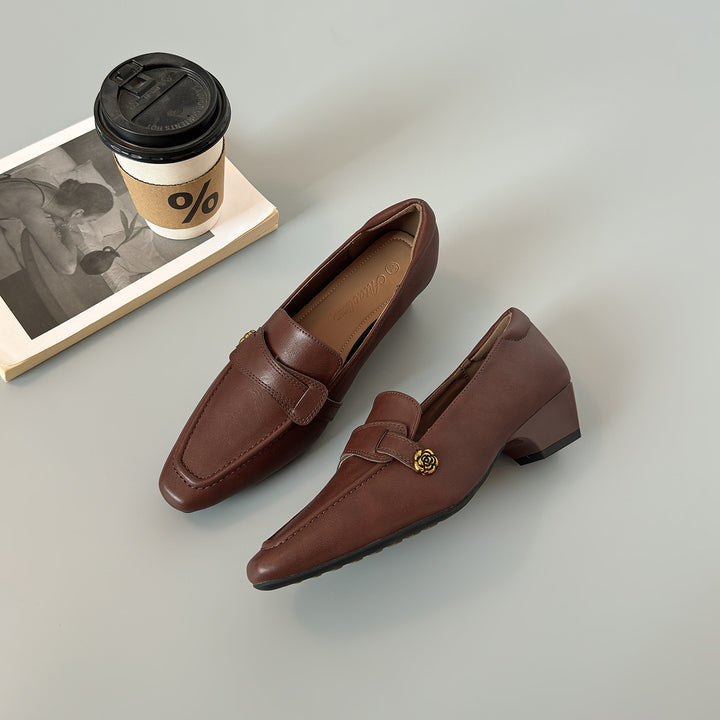 DELACROIX | Mocassins Cuir Camélia Doré Juliette