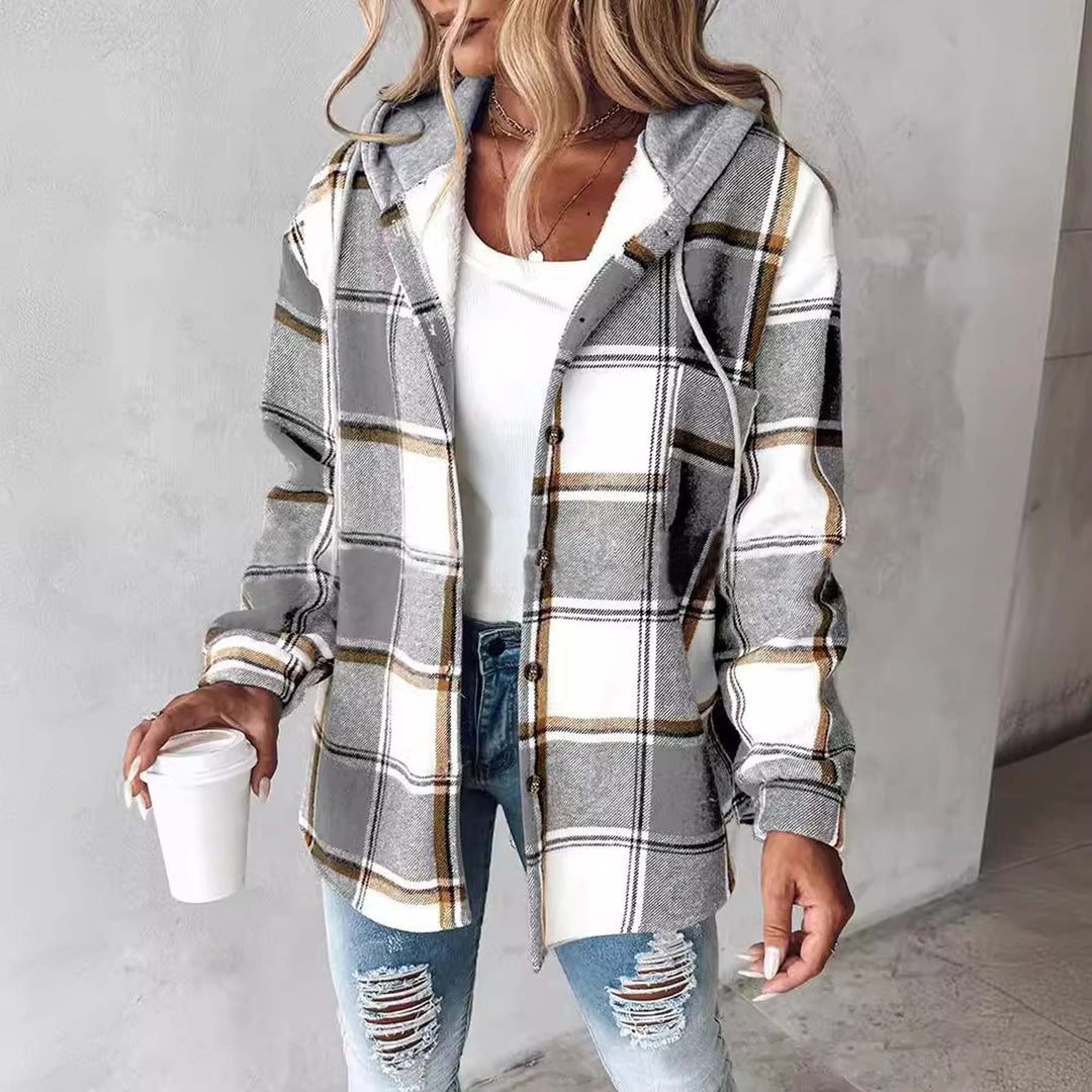 2025 European and American Casual Style Aliexpress Amazon Hot-Selling Women's Casual Versatile Large Plaid Jacket Autumn and Winter New Style