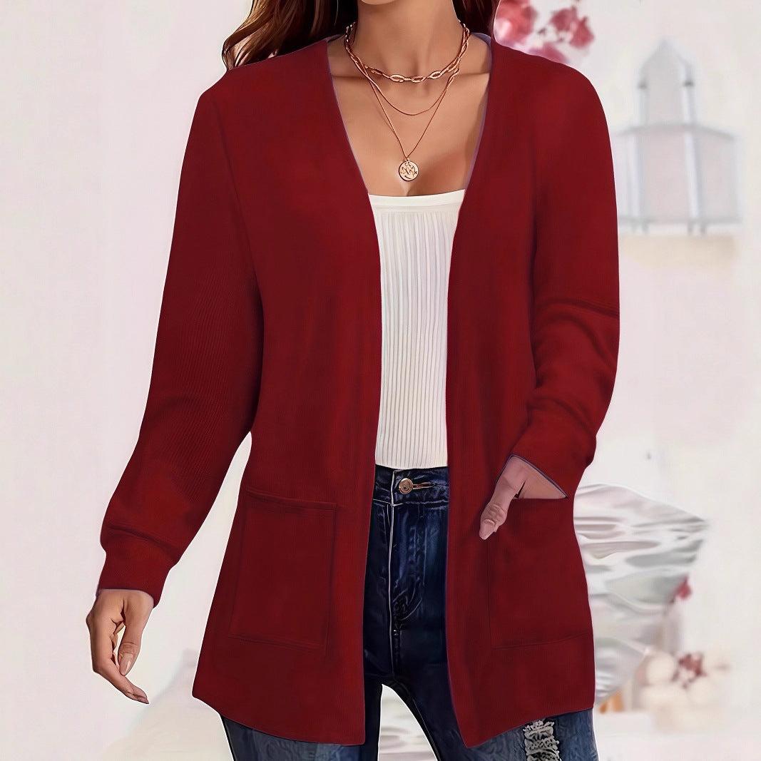 2026 Autumn New European and American Cross-Border Fashionable and Stylish Plus Size Women's Long-Sleeve Knitted Jacket Top