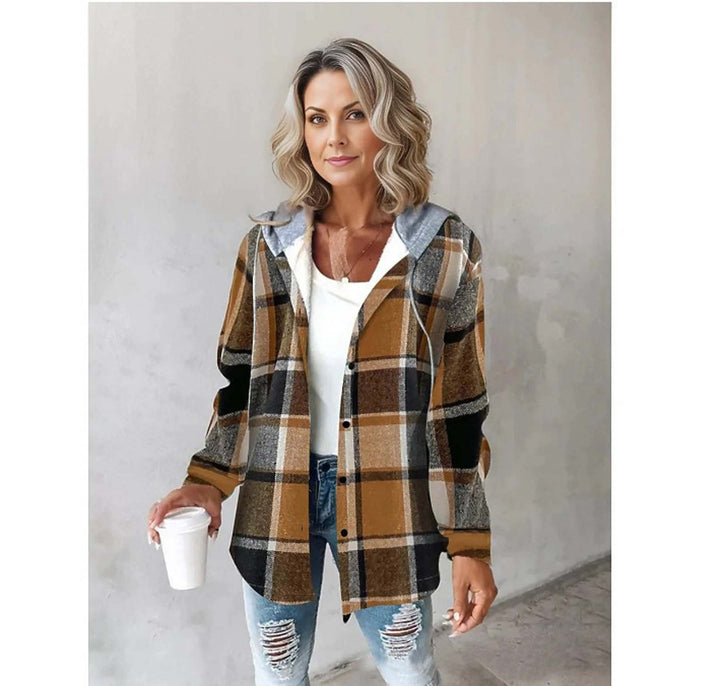2025 European and American Casual Style Aliexpress Amazon Hot-Selling Women's Casual Versatile Large Plaid Jacket Autumn and Winter New Style
