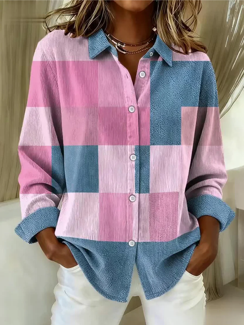 DELACROIX | Cardigan Carreaux Rose et Bleu Isabelle