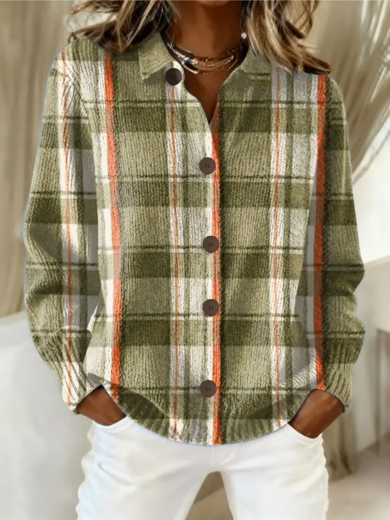 DELACROIX | Cardigan Carreaux Vert Olive Manon