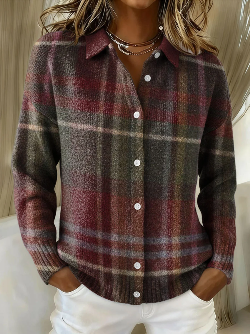 DELACROIX | Cardigan Maille Carreaux Classiques Monique