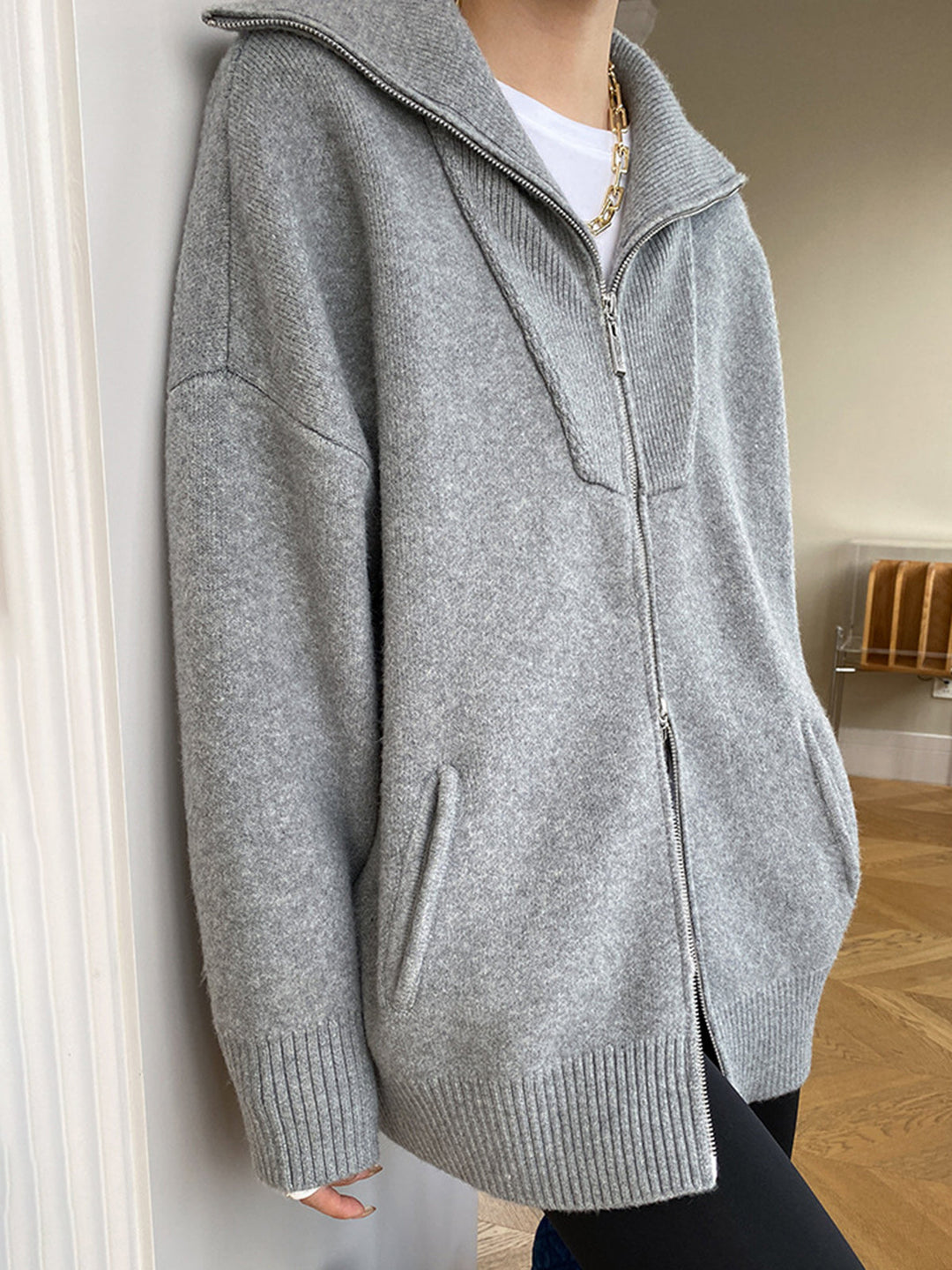 DELACROIX | Cardigan Grand Col Zippé Amélie