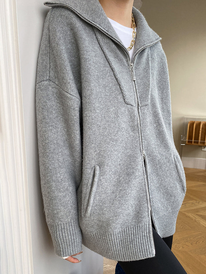 DELACROIX | Cardigan Grand Col Zippé Amélie