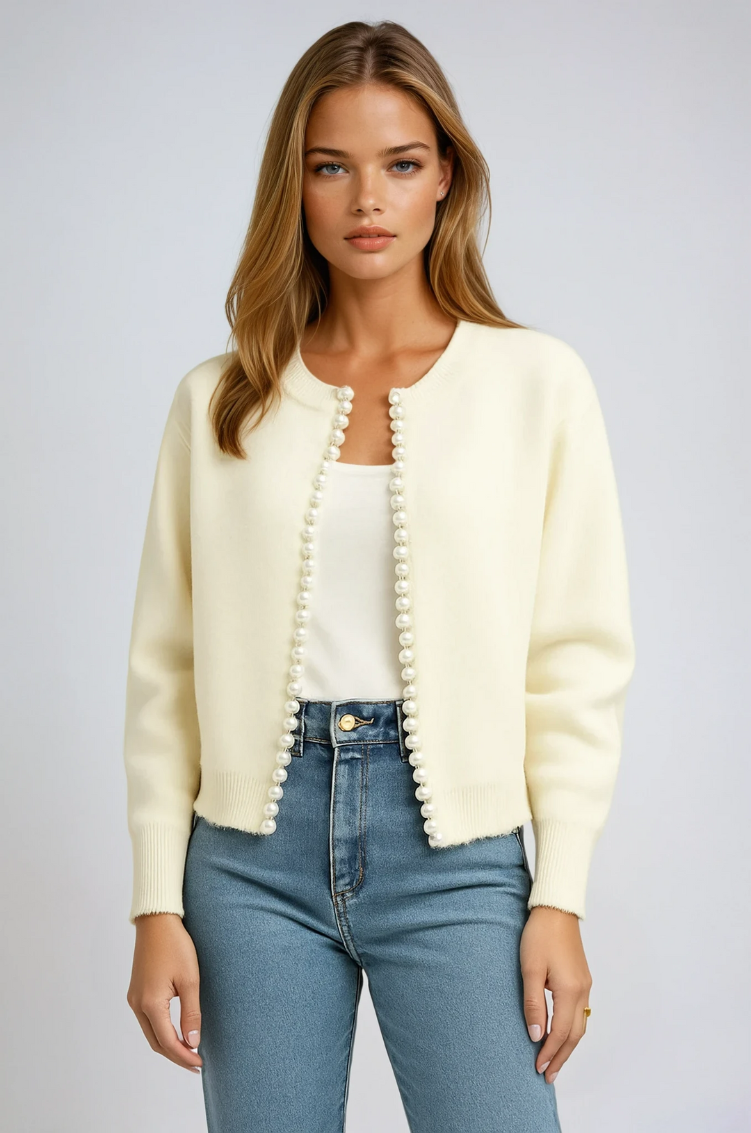 DELACROIX | Cardigan Perlé Col Rond Christine