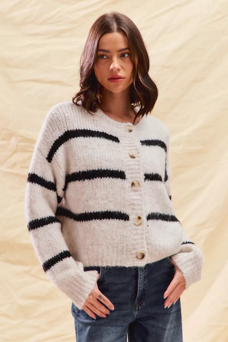 DELACROIX | Cardigan Duveteux Rayé Juliette