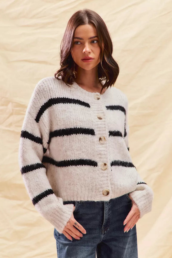 DELACROIX | Cardigan Duveteux Rayé Juliette