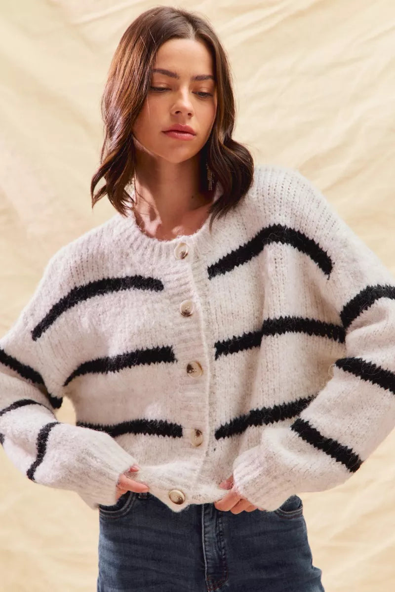 DELACROIX | Cardigan Duveteux Rayé Juliette