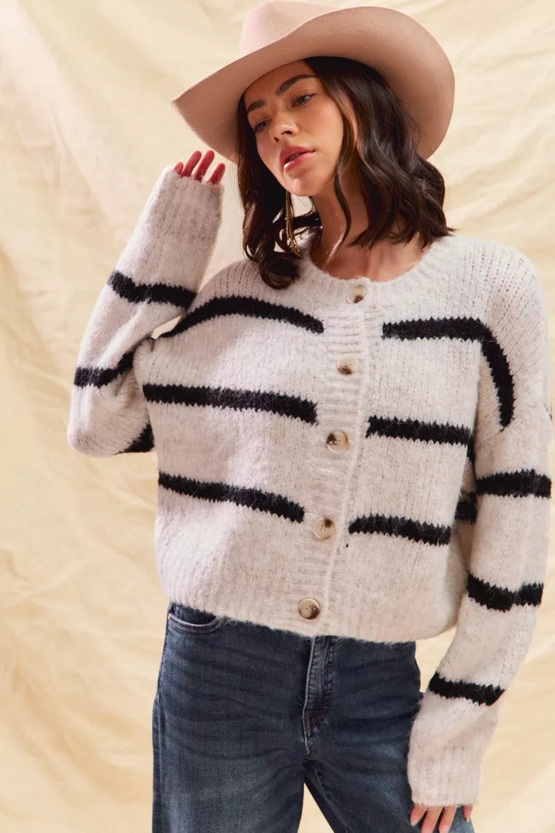 DELACROIX | Cardigan Duveteux Rayé Juliette