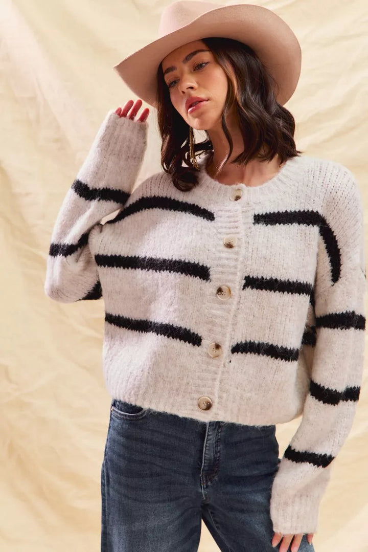 DELACROIX | Cardigan Duveteux Rayé Juliette