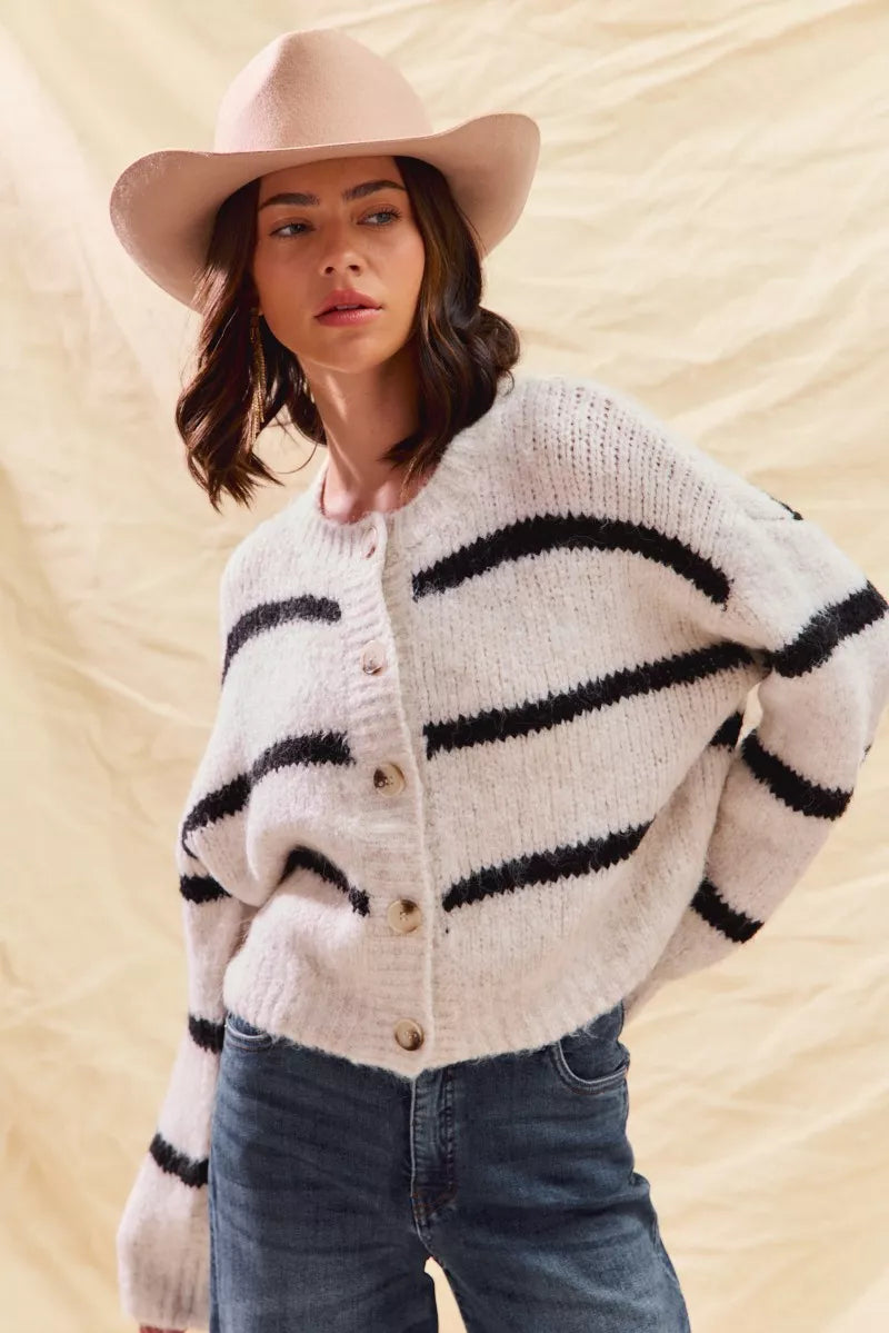 DELACROIX | Cardigan Duveteux Rayé Juliette