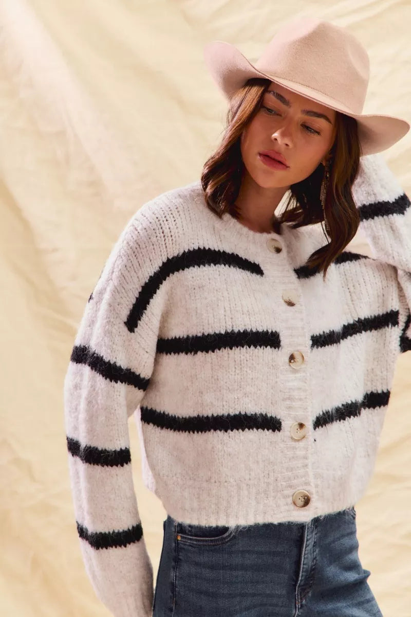 DELACROIX | Cardigan Duveteux Rayé Juliette