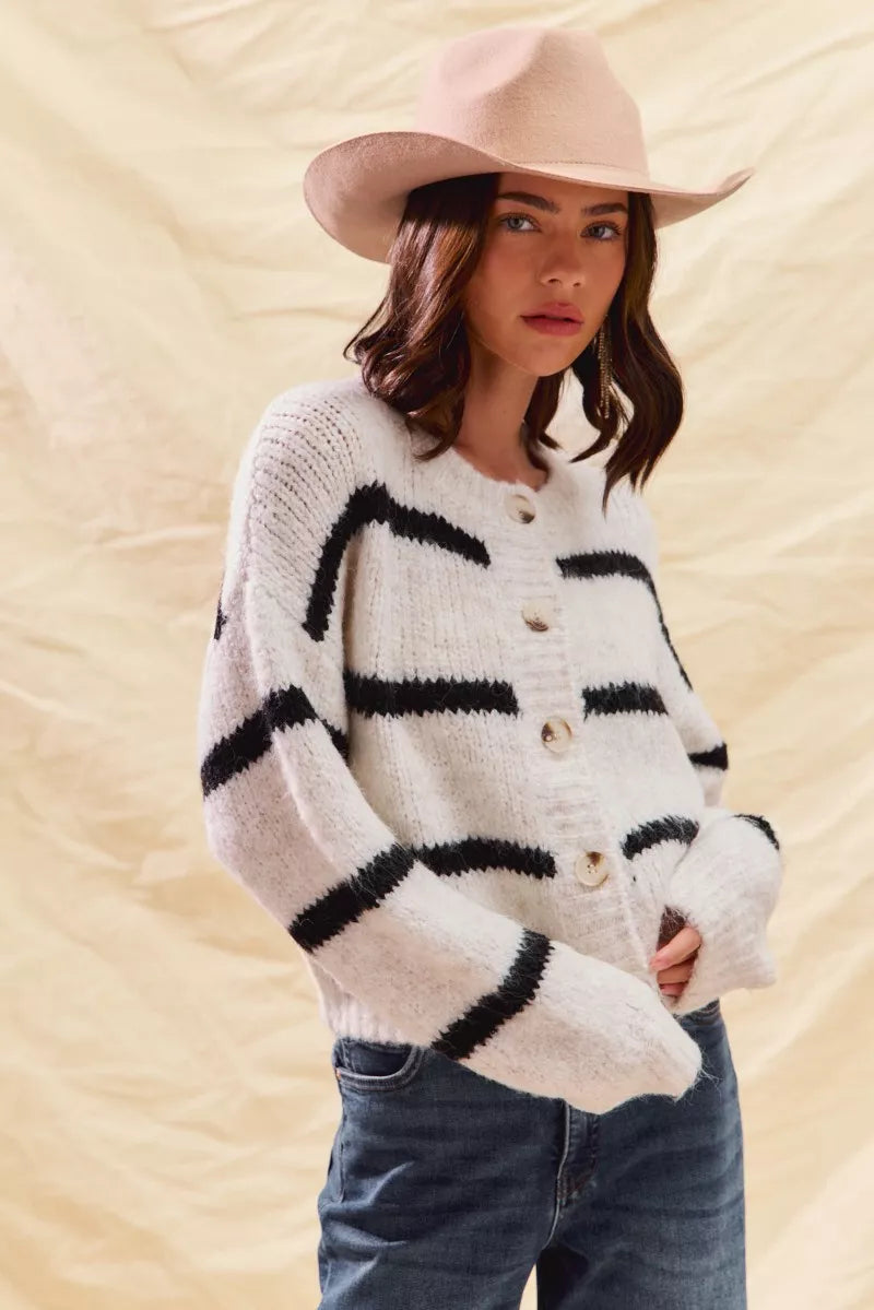 DELACROIX | Cardigan Duveteux Rayé Juliette