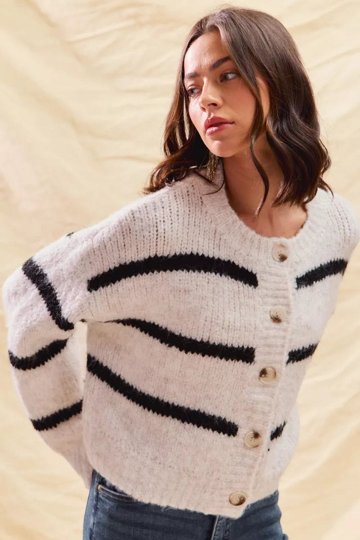 DELACROIX | Cardigan Duveteux Rayé Juliette