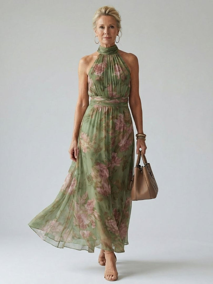 DELACROIX | Robe Midi à Encolure Halter Froncée Mirelle