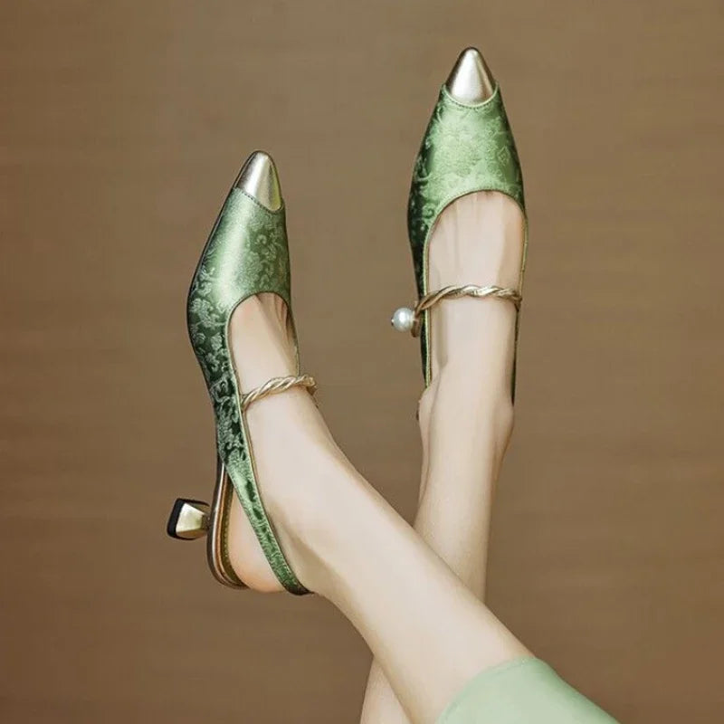 DELACROIX | Escarpins Slingback Perle Torsadée Martine