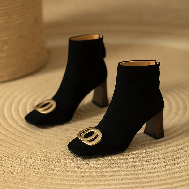 DELACROIX | Bottines en Velours à Talon Sylvie