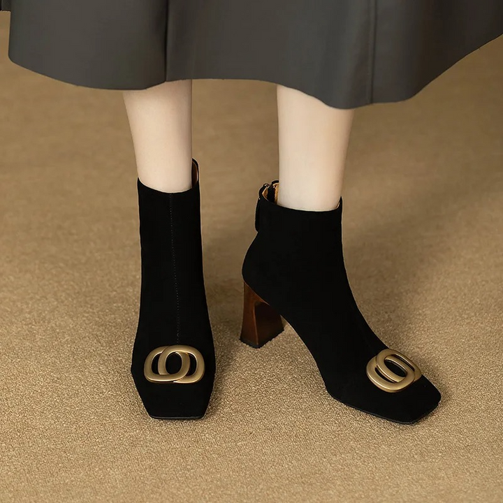 DELACROIX | Bottines en Velours à Talon Sylvie