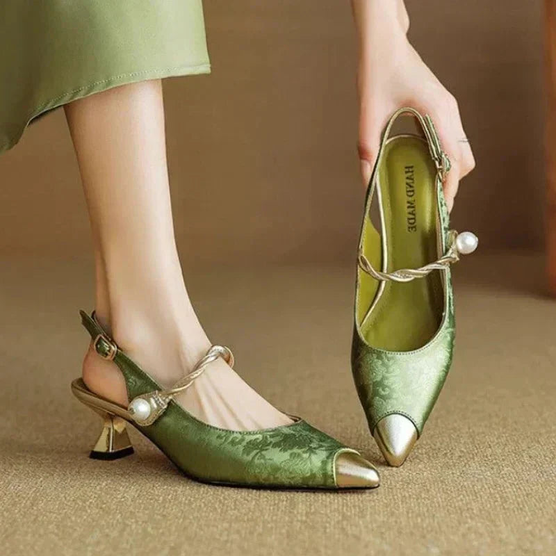 DELACROIX | Escarpins Slingback Perle Torsadée Martine