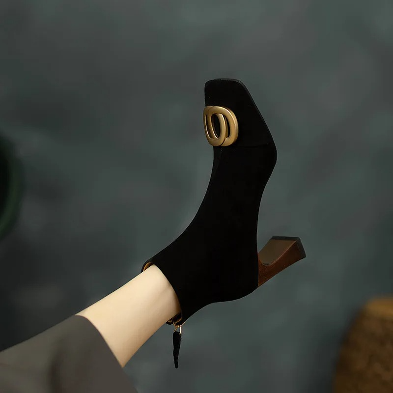DELACROIX | Bottines en Velours à Talon Sylvie