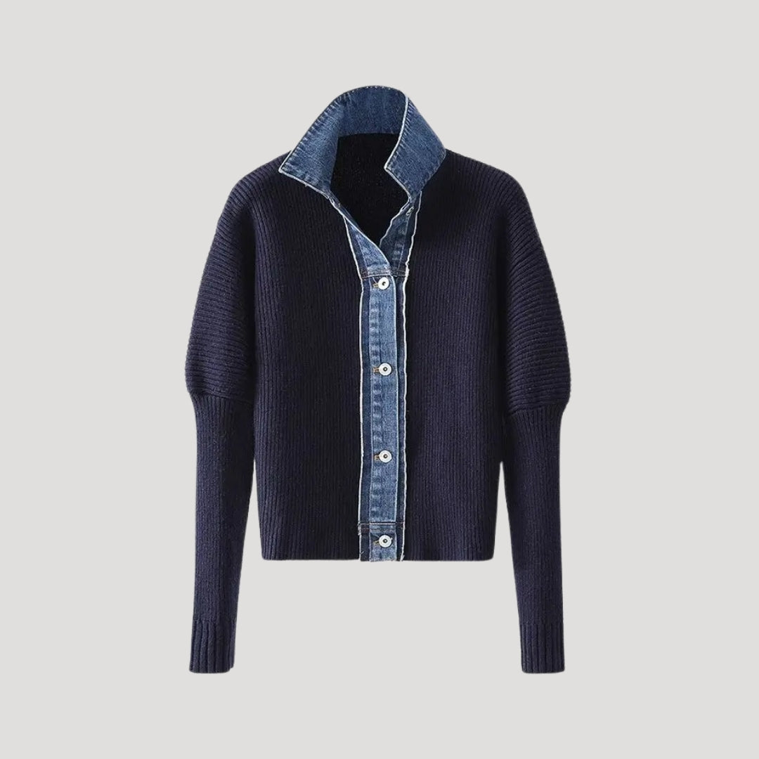 DELACROIX | Cardigan Marine Col Denim Chloé