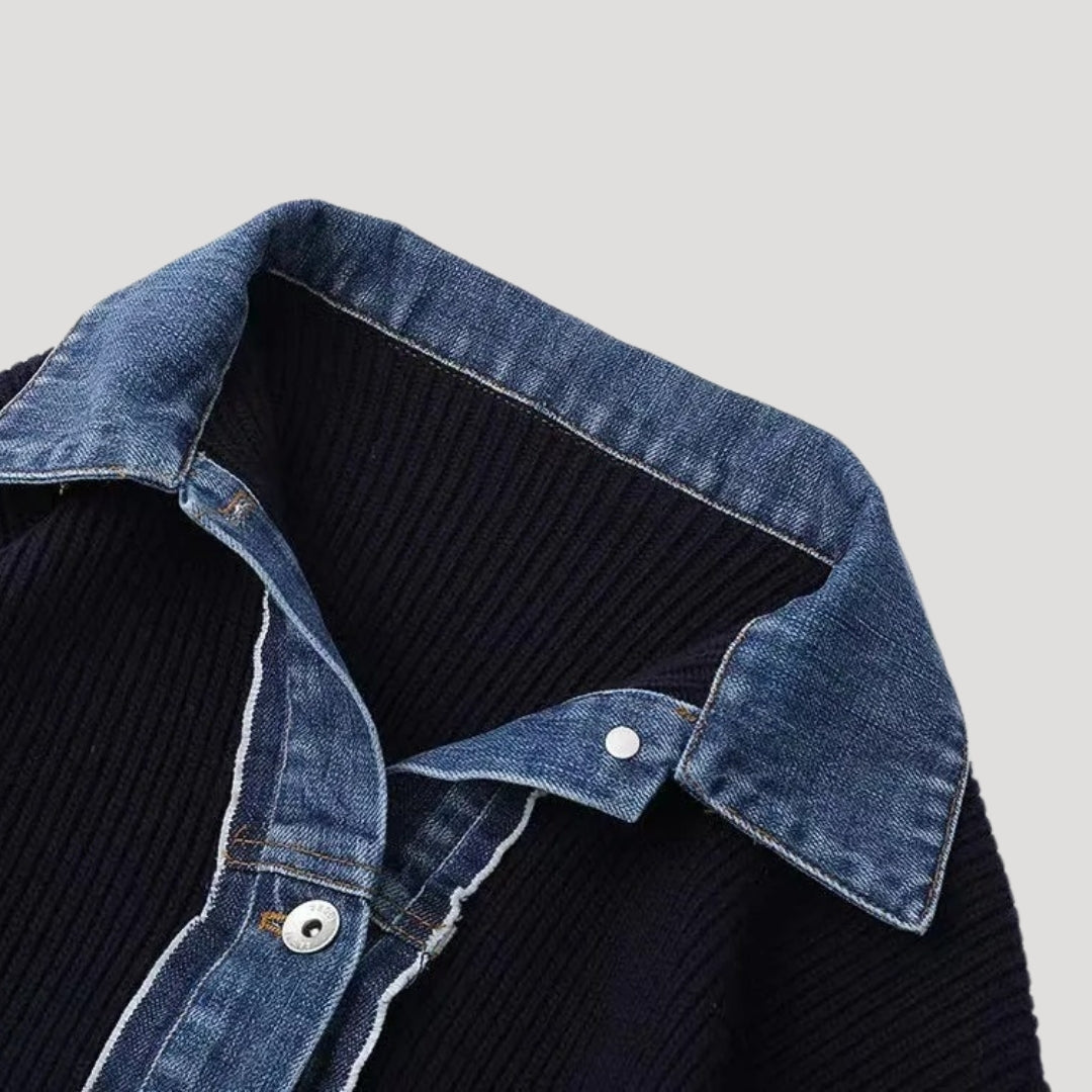 DELACROIX | Cardigan Marine Col Denim Chloé