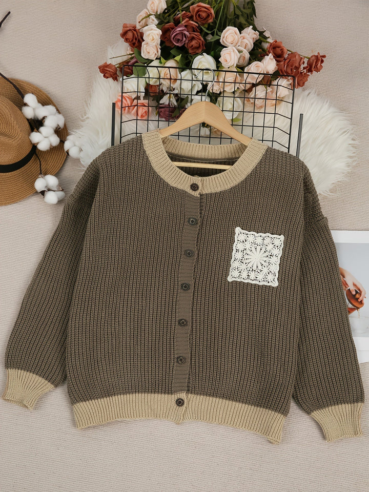 DELACROIX | Cardigan Long Poche Dentelle Claire