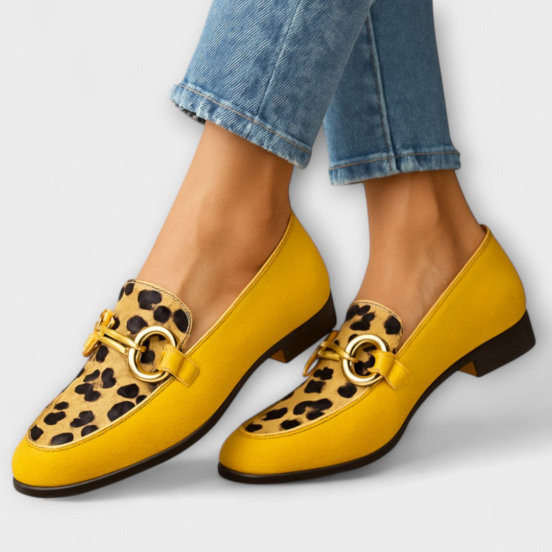DELACROIX | Mocassins Jaunes Imprimé Léopard Claire